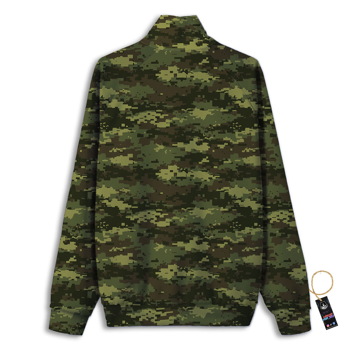 Digital Camo Green Print Pattern Track Jacket-grizzshop