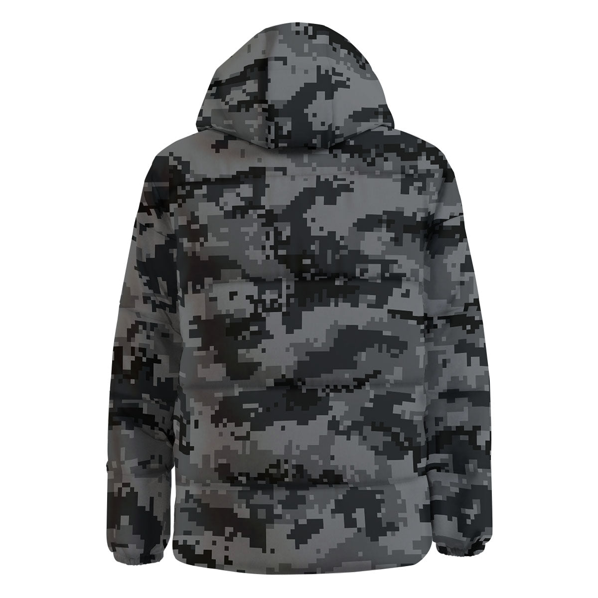 Digital Camo Grey And Black Print Down Jacket-grizzshop