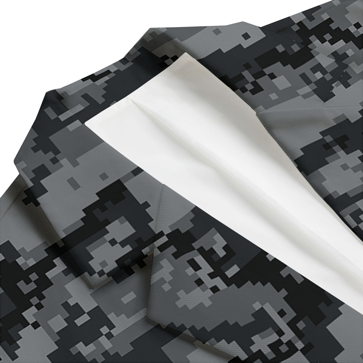 Digital Camo Grey And Black Print Men's Blazer-grizzshop