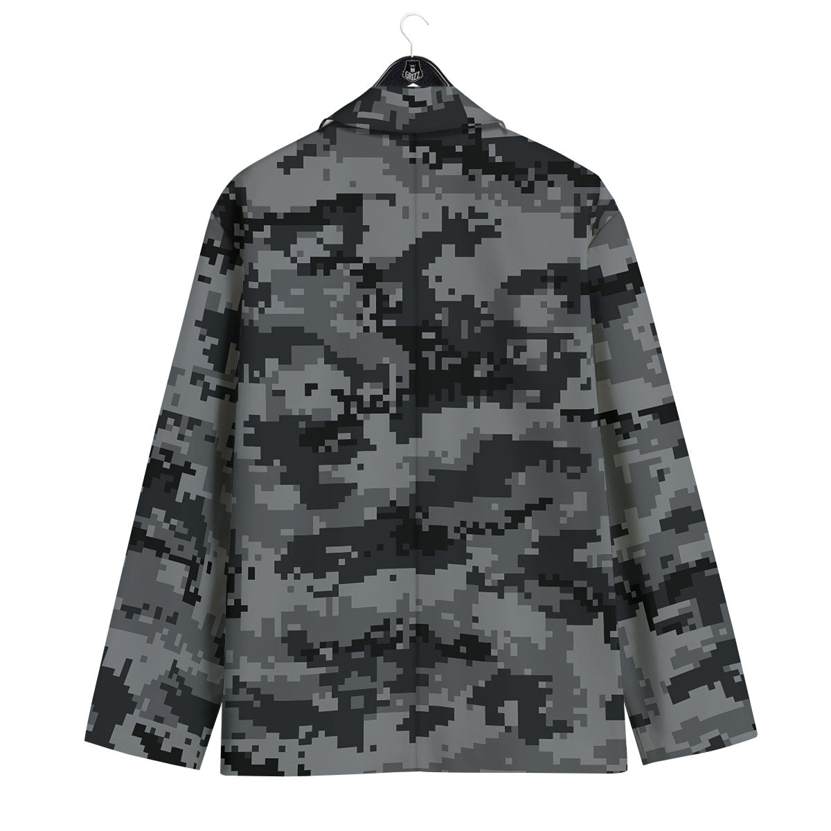 Digital Camo Grey And Black Print Men's Sport Coat-grizzshop