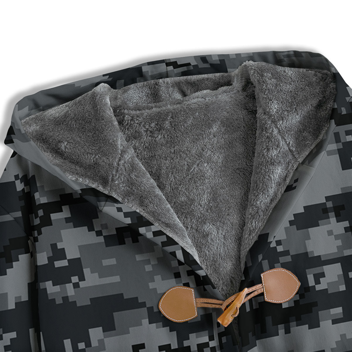Digital Camo Grey And Black Print Men's Windbreaker Jacket-grizzshop