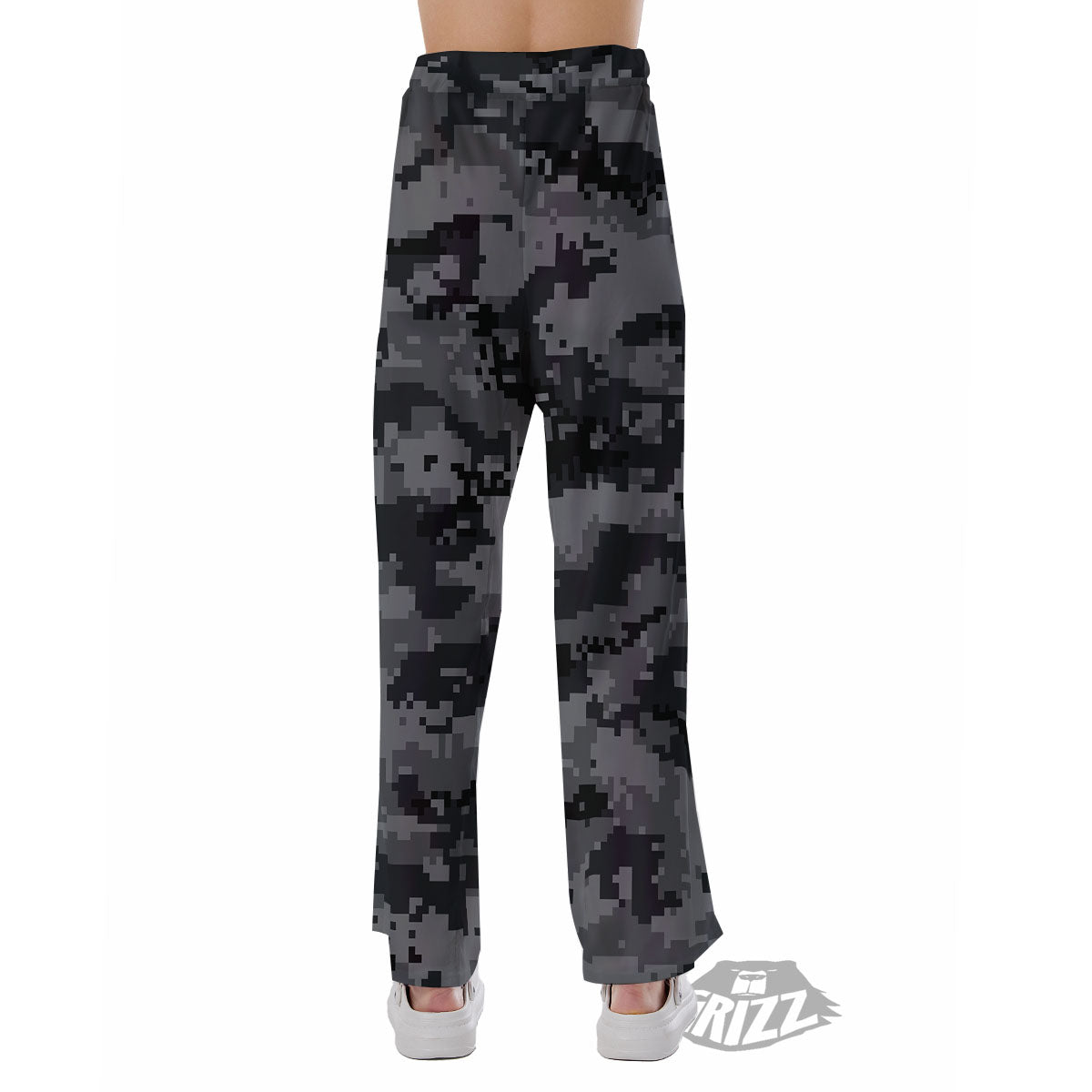 Digital Camo Grey And Black Print Pajama Pants-grizzshop