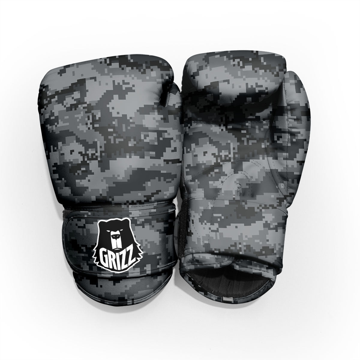Digital Camo Grey And Black Print Pro Boxing Glove