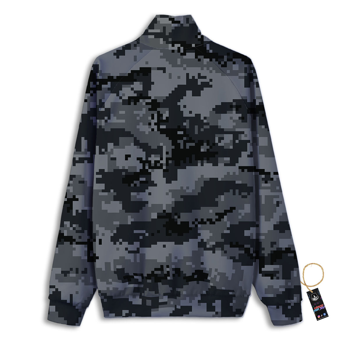 Digital Camo Grey And Black Print Track Jacket-grizzshop