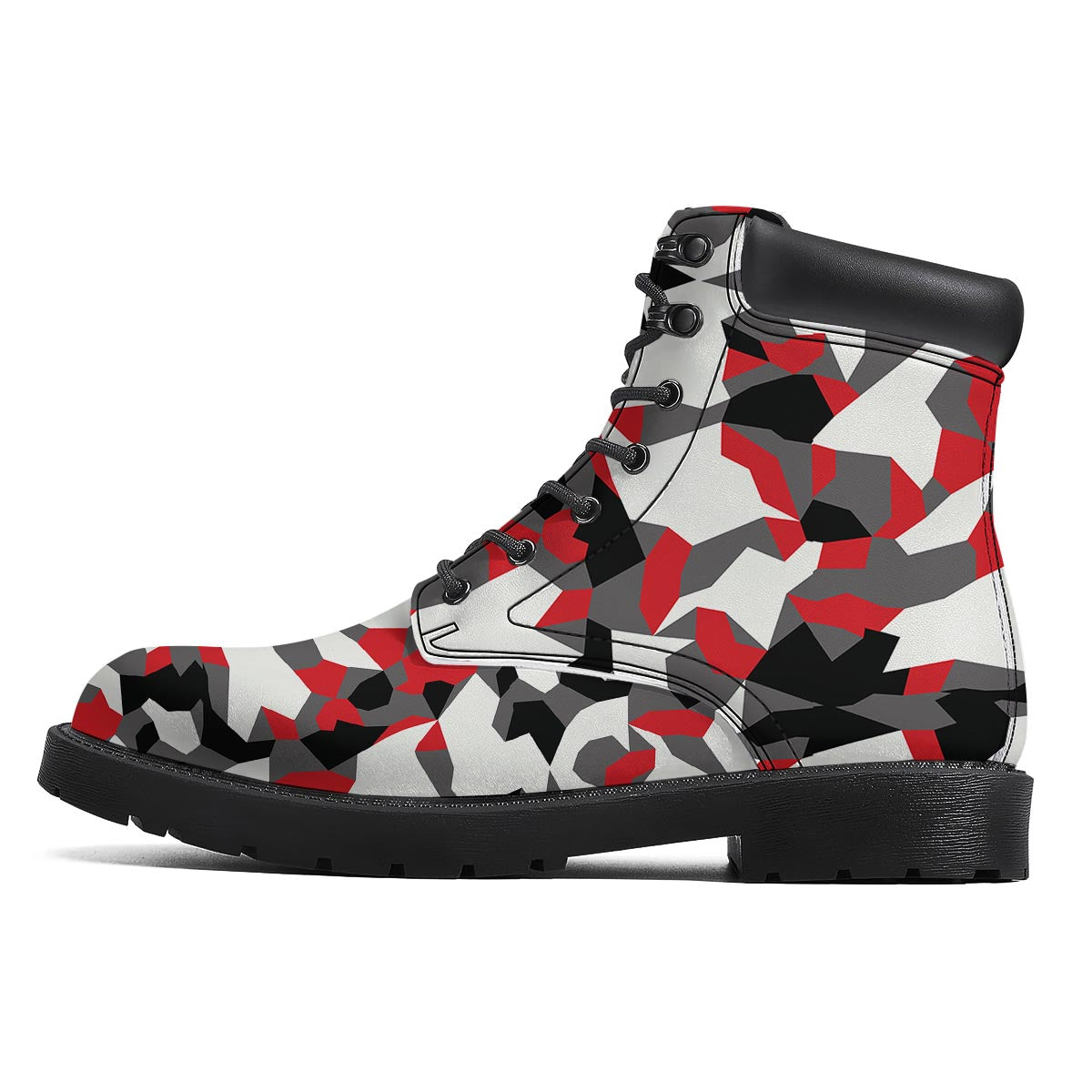 Digital Camo Grey And Red Print Pattern Boots-grizzshop