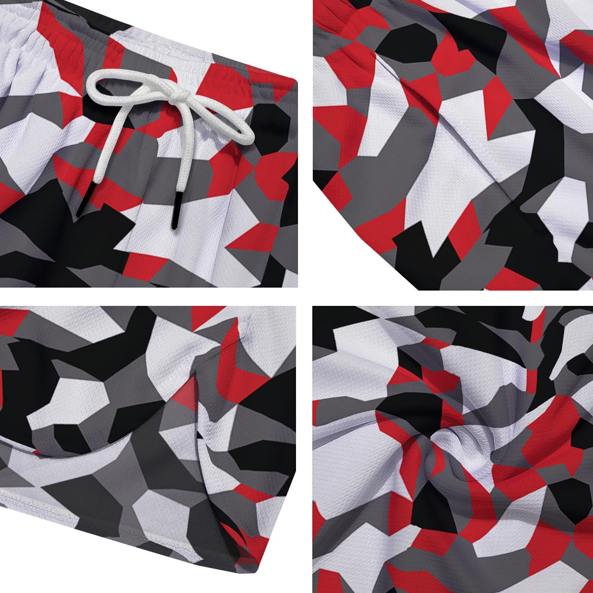 Digital Camo Grey And Red Print Pattern Men's Running Shorts-grizzshop