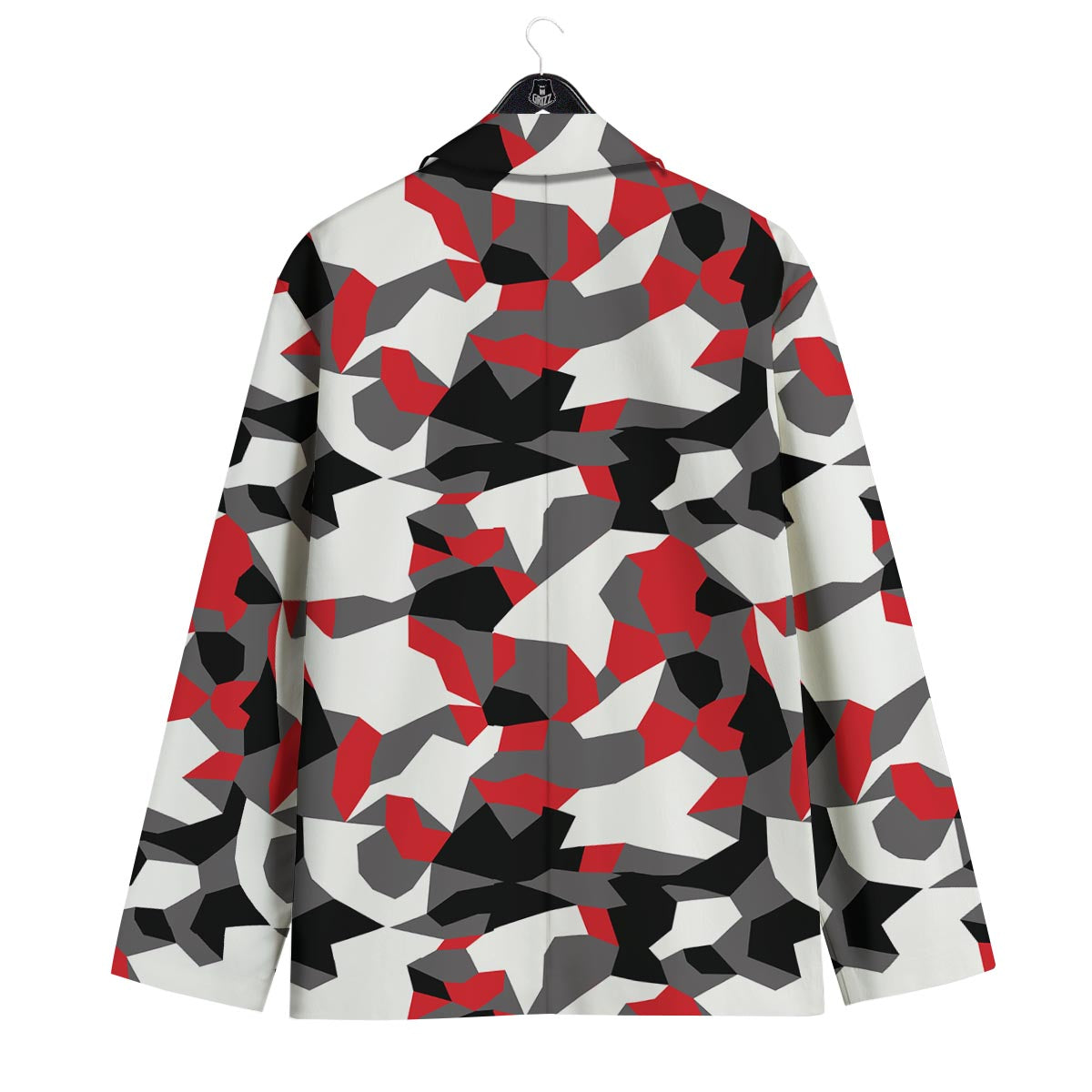 Digital Camo Grey And Red Print Pattern Men's Sport Coat-grizzshop