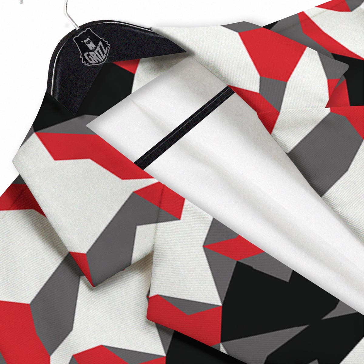 Digital Camo Grey And Red Print Pattern Men's Sport Coat-grizzshop