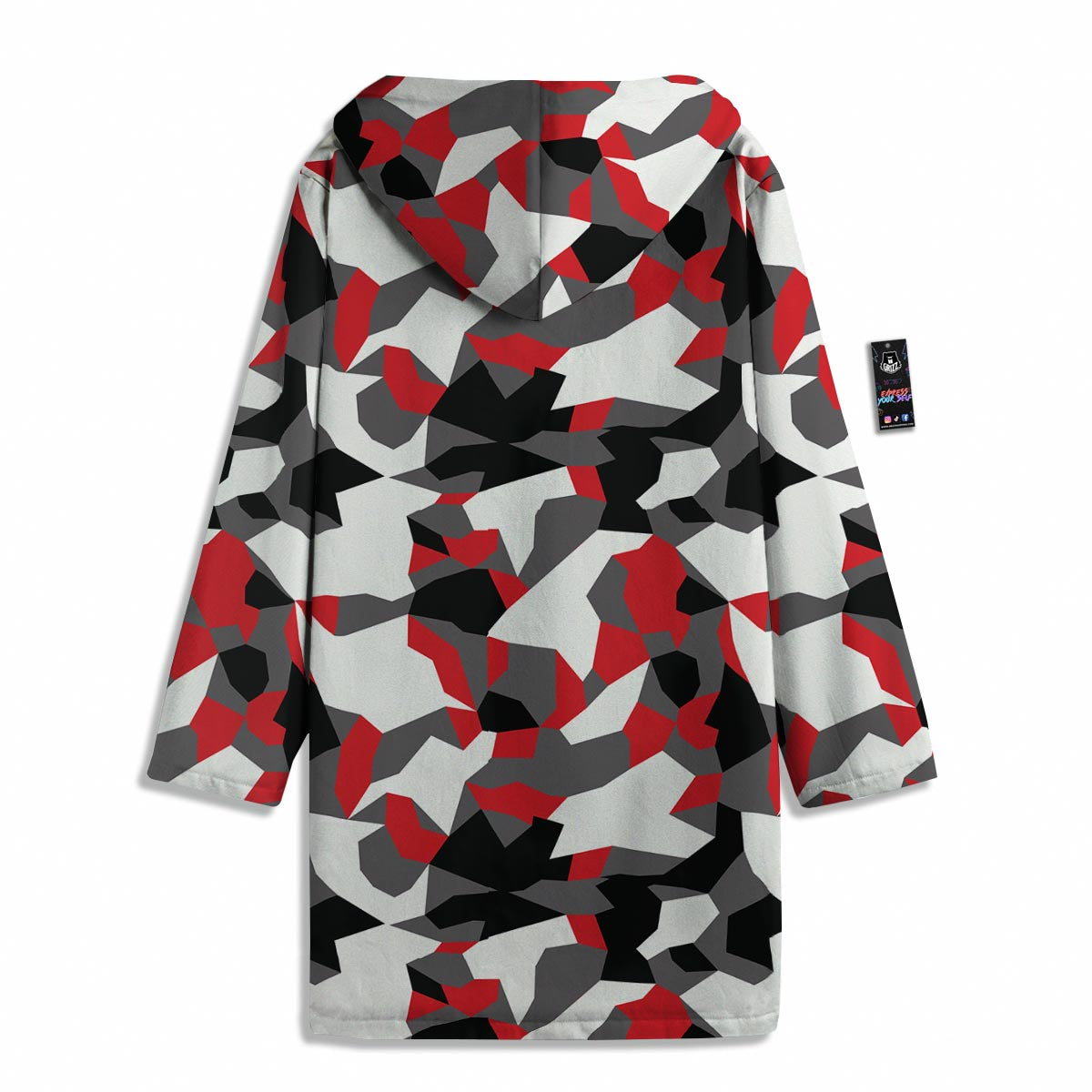 Digital Camo Grey And Red Print Pattern Men's Windbreaker Jacket-grizzshop