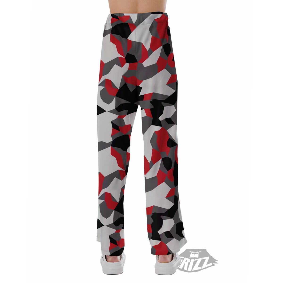 Digital Camo Grey And Red Print Pattern Pajama Pants-grizzshop