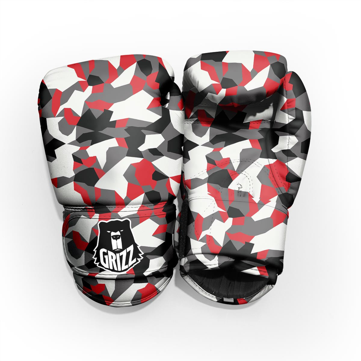 Digital Camo Grey And Red Print Pattern Pro Boxing Glove