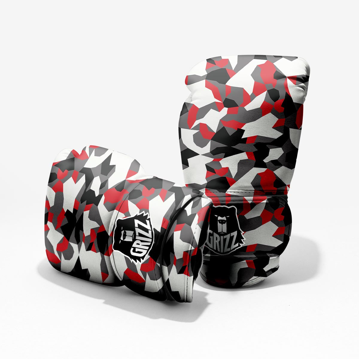 Digital Camo Grey And Red Print Pattern Pro Boxing Glove