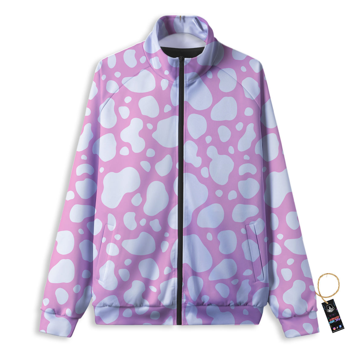 Digital Camo Grey And Red Print Pattern Track Jacket-grizzshop
