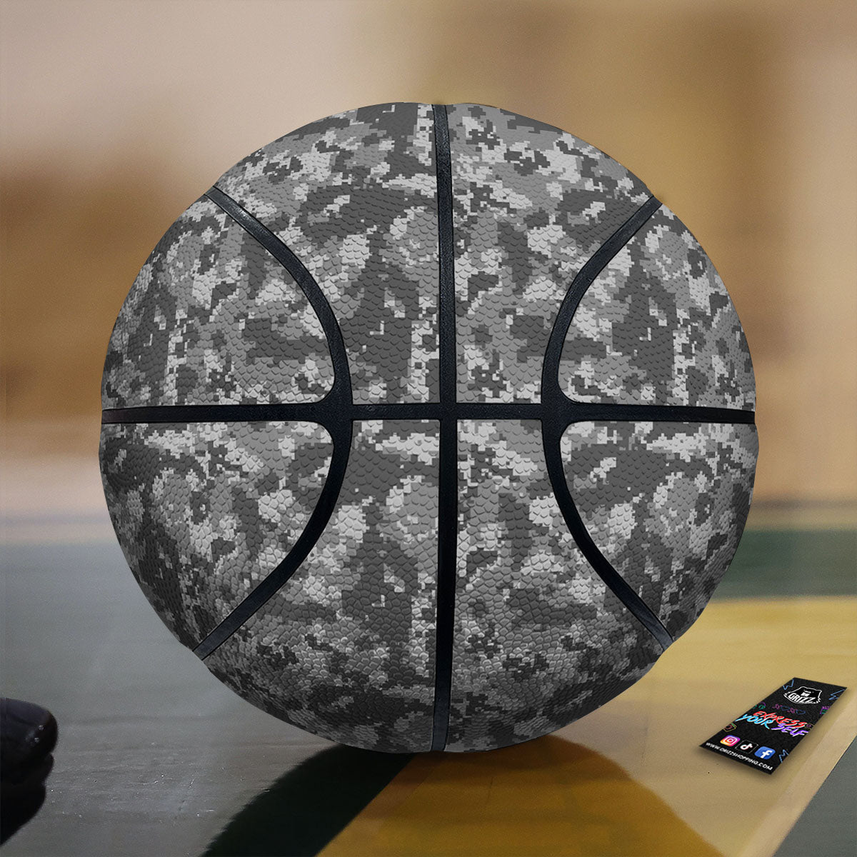 Digital Camo Grey Print Pattern Basketball-grizzshop
