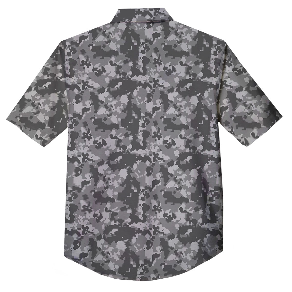 Digital Camo Grey Print Pattern Button Up Shirt-grizzshop
