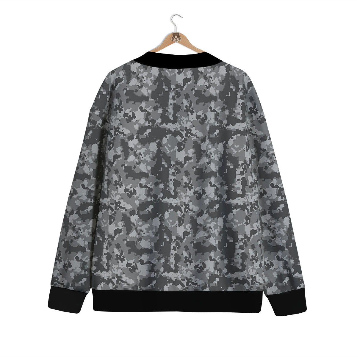 Digital Camo Grey Print Pattern Cardigan-grizzshop