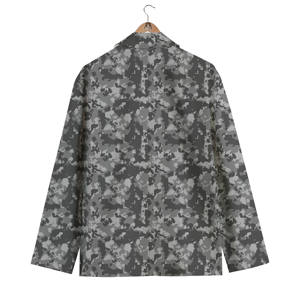 Digital Camo Grey Print Pattern Men's Blazer-grizzshop