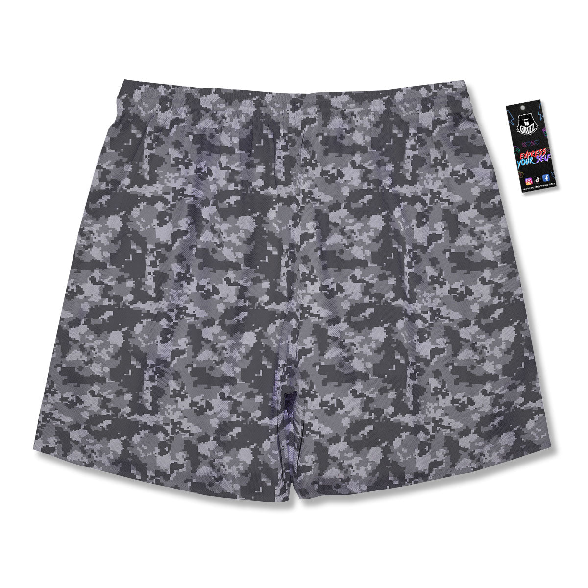 Digital Camo Grey Print Pattern Men's Running Shorts-grizzshop