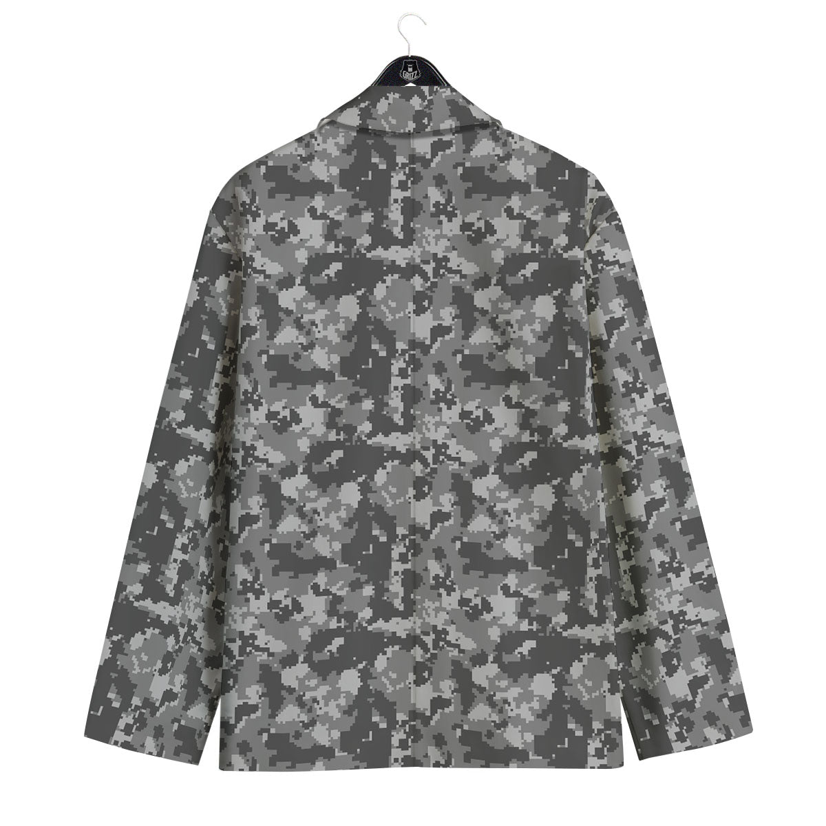 Digital Camo Grey Print Pattern Men's Sport Coat-grizzshop