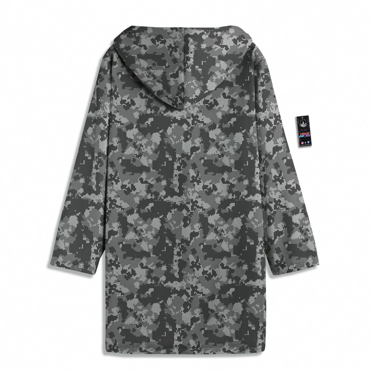 Digital Camo Grey Print Pattern Men's Windbreaker Jacket-grizzshop