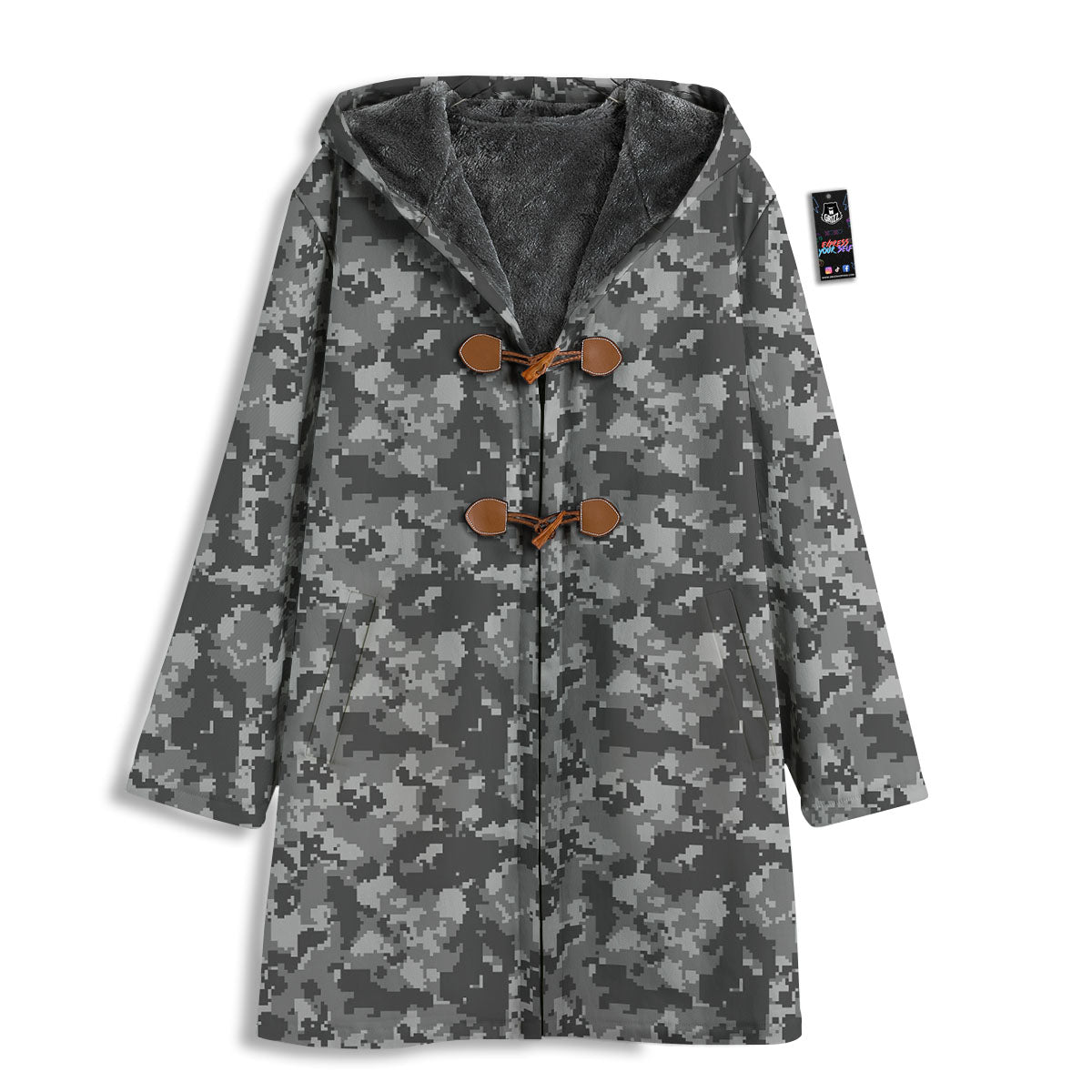 Digital Camo Grey Print Pattern Men's Windbreaker Jacket-grizzshop