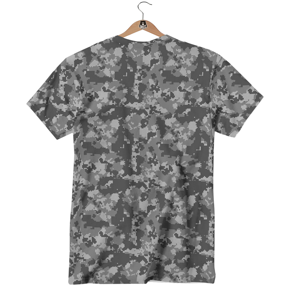 Digital Camo Grey Print Pattern T-Shirt-grizzshop