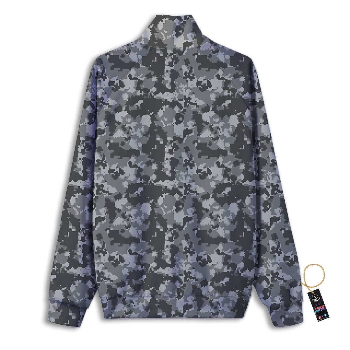 Digital Camo Grey Print Pattern Track Jacket-grizzshop