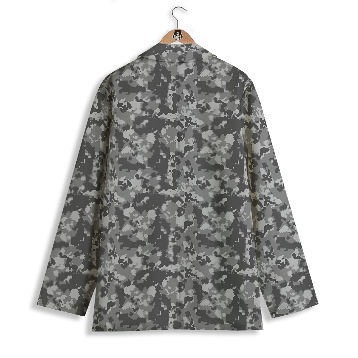 Digital Camo Grey Print Pattern Women's Blazer-grizzshop