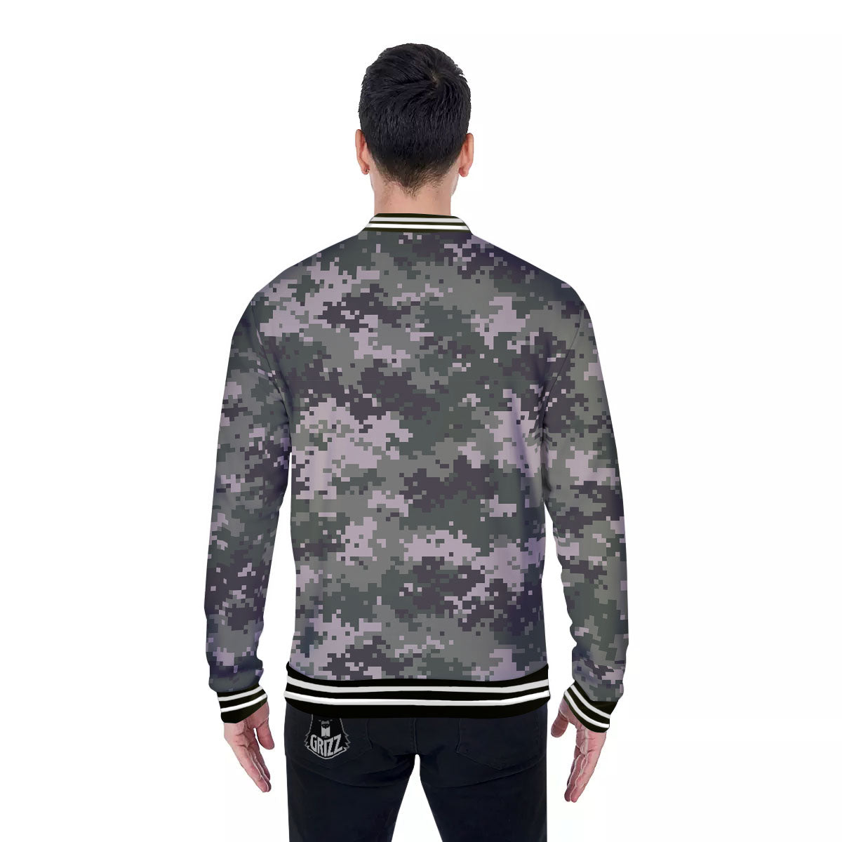 Digital Camo Military Print Pattern Baseball Jacket-grizzshop