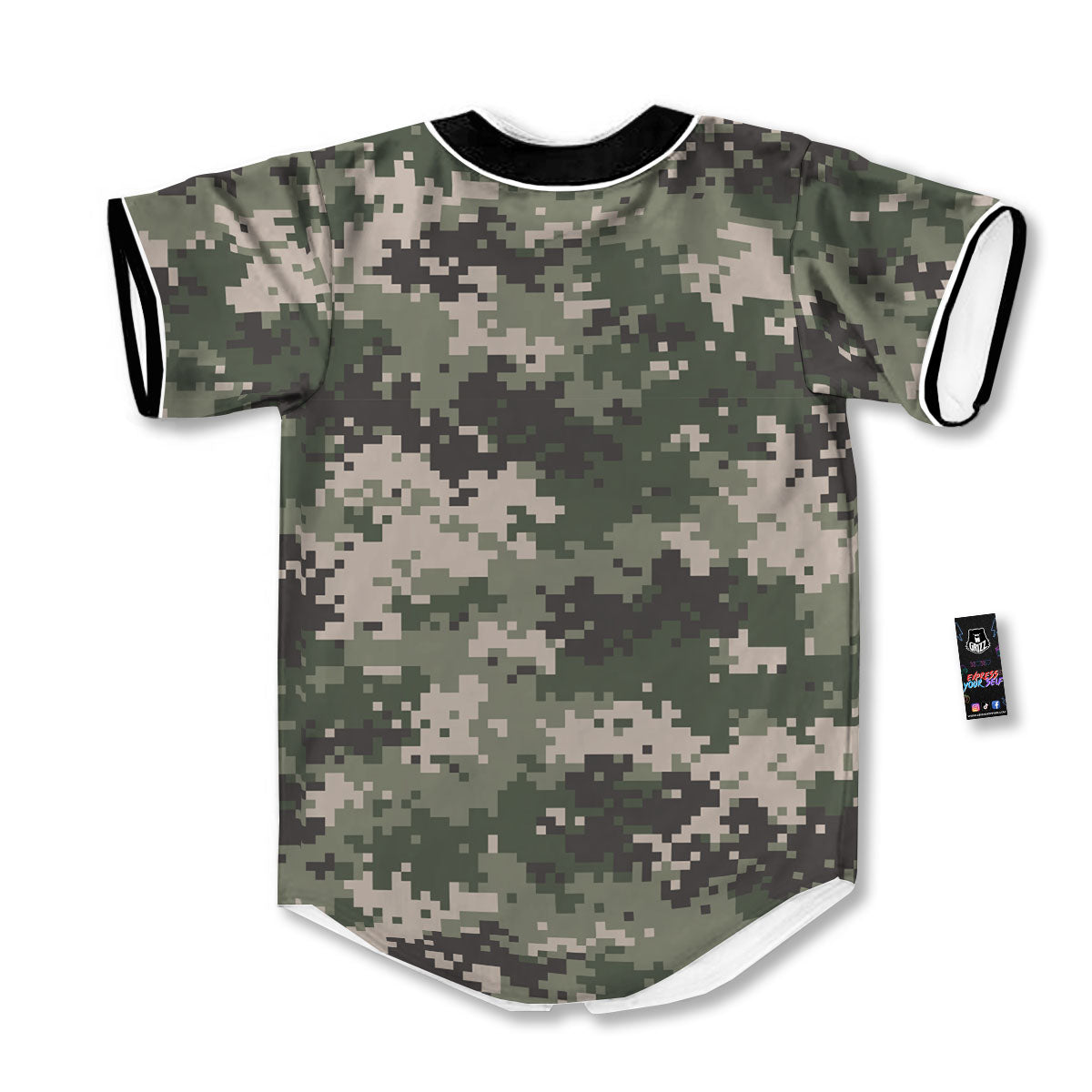 Digital Camo Military Print Pattern Baseball Jersey-grizzshop