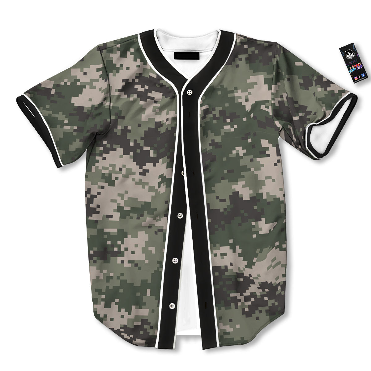 Digital Camo Military Print Pattern Baseball Jersey-grizzshop