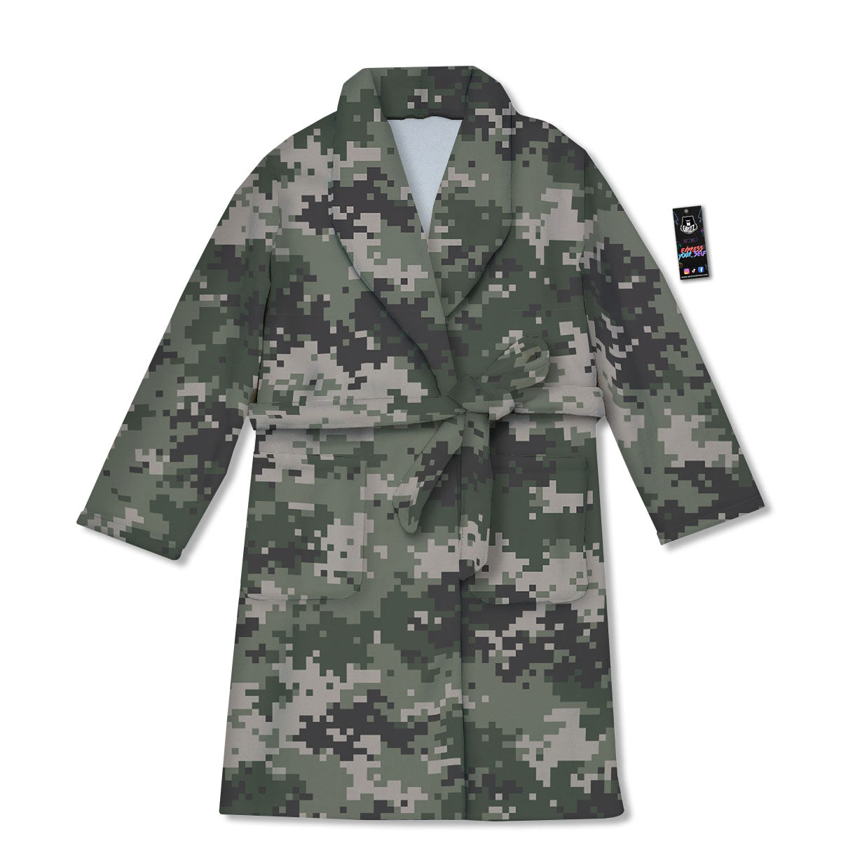 Digital Camo Military Print Pattern Bathrobe-grizzshop