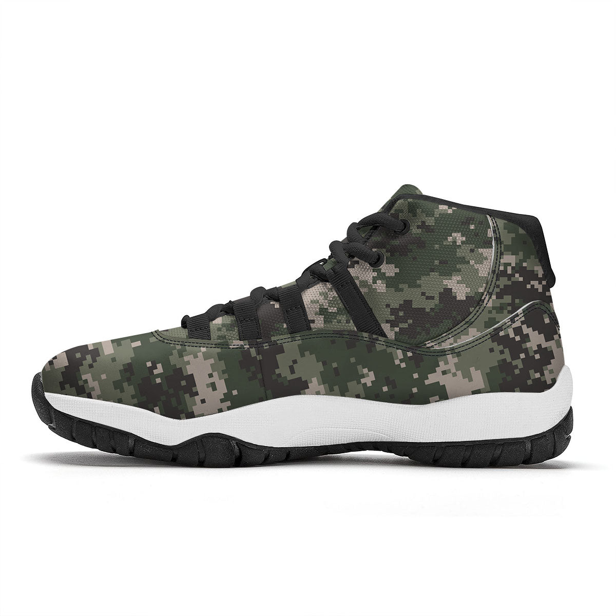 Digital Camo Military Print Pattern Black Bball Shoes-grizzshop