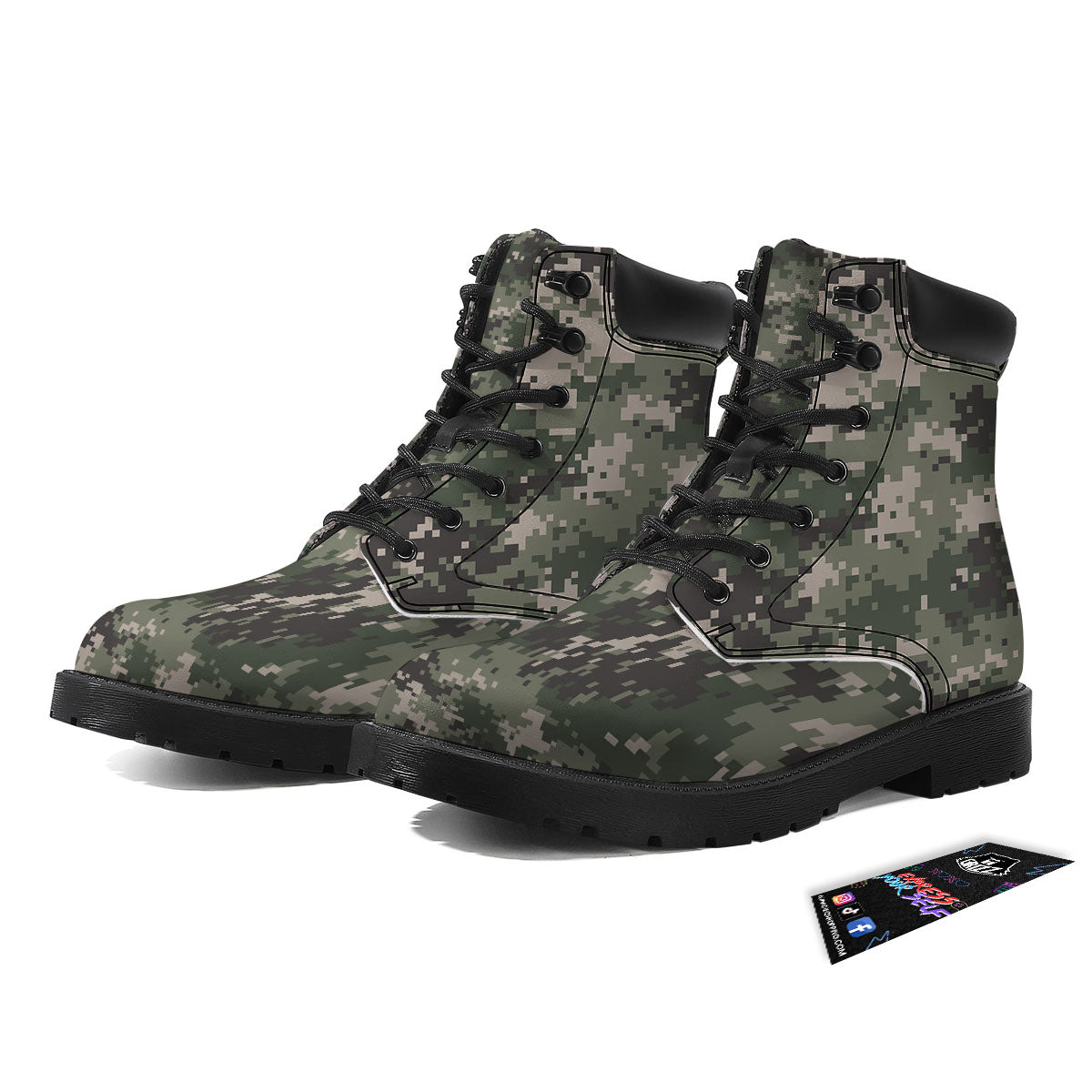 Digital Camo Military Print Pattern Boots-grizzshop
