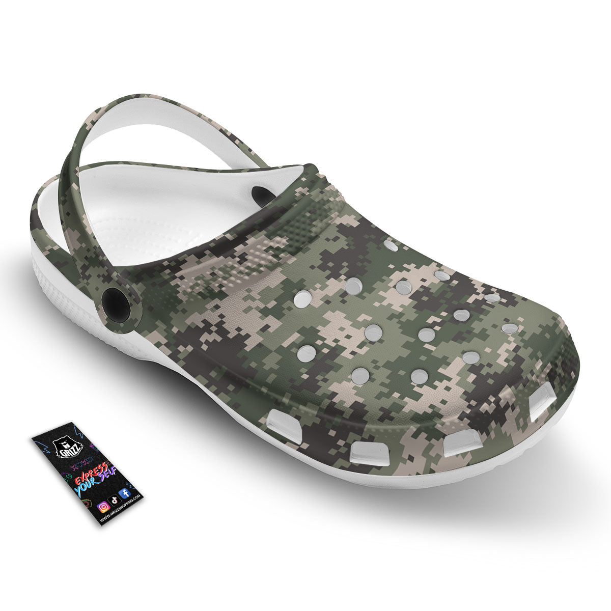 Digital Camo Military Print Pattern Clog-grizzshop