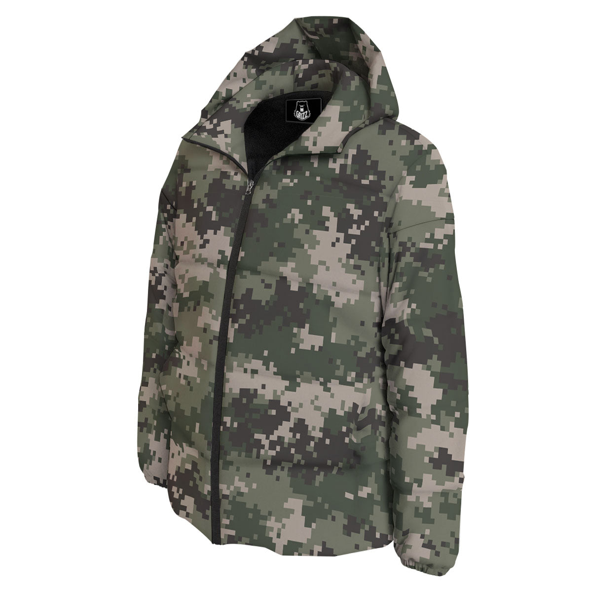 Digital Camo Military Print Pattern Down Jacket-grizzshop