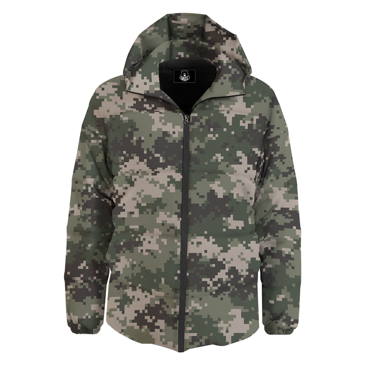 Digital Camo Military Print Pattern Down Jacket-grizzshop