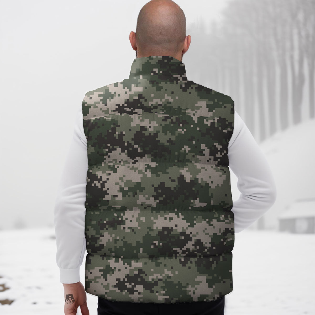 Digital Camo Military Print Pattern Down Vest