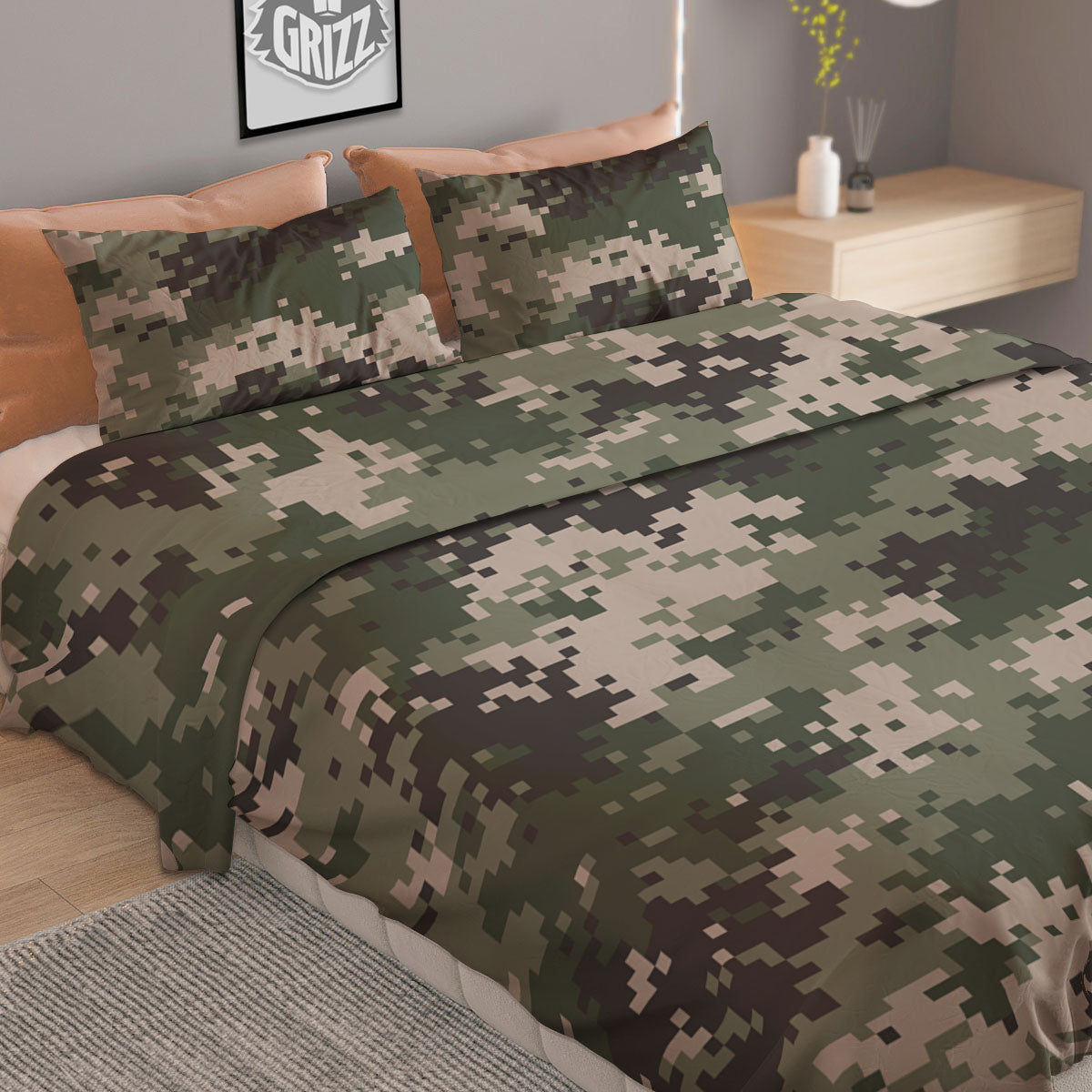 Digital Camo Military Print Pattern Duvet Cover Bedding Set