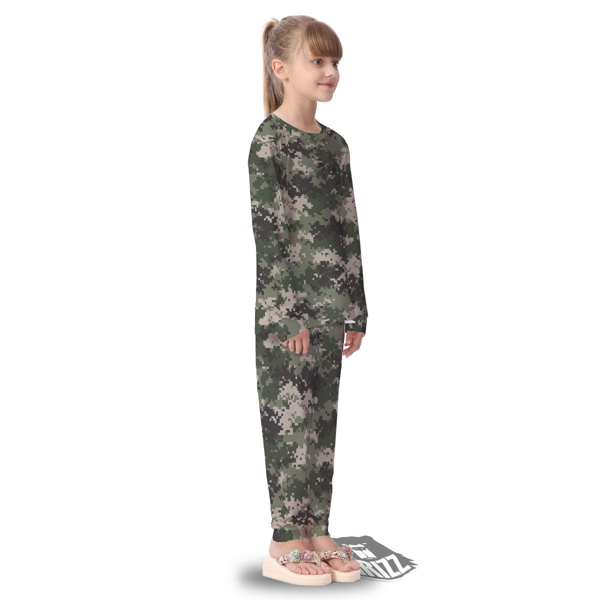 Digital Camo Military Print Pattern Kid's Pajamas-grizzshop