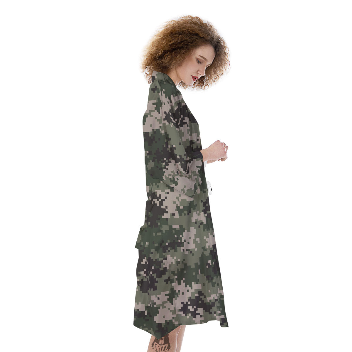 Digital Camo Military Print Pattern Kimono-grizzshop