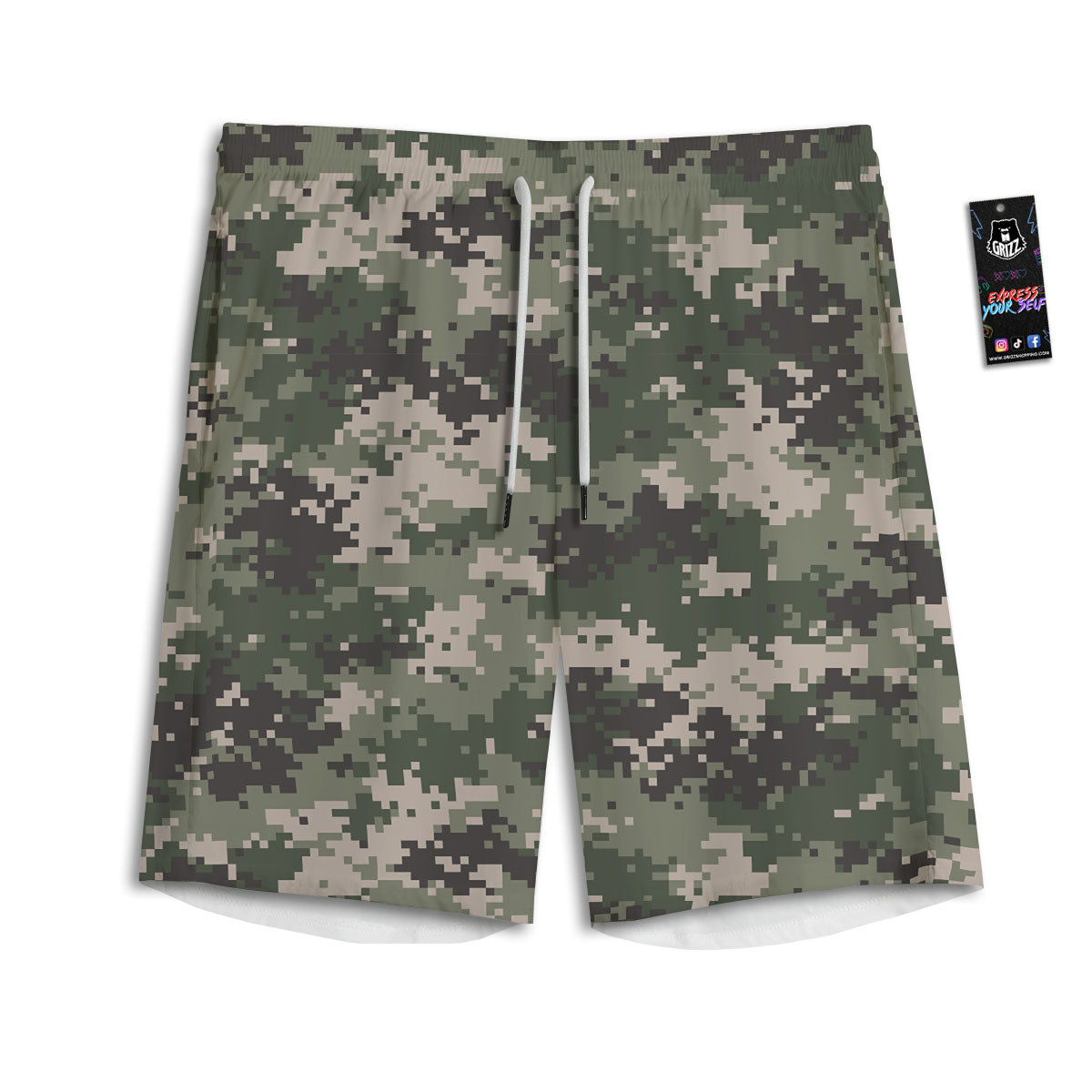 Digital Camo Military Print Pattern Men's Athletic Shorts