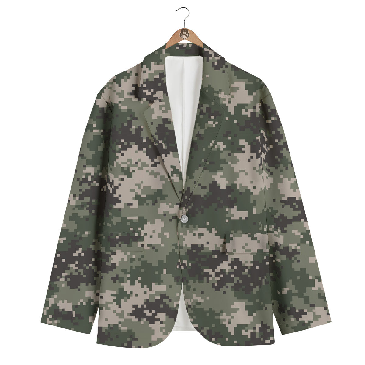 Digital Camo Military Print Pattern Men's Blazer-grizzshop