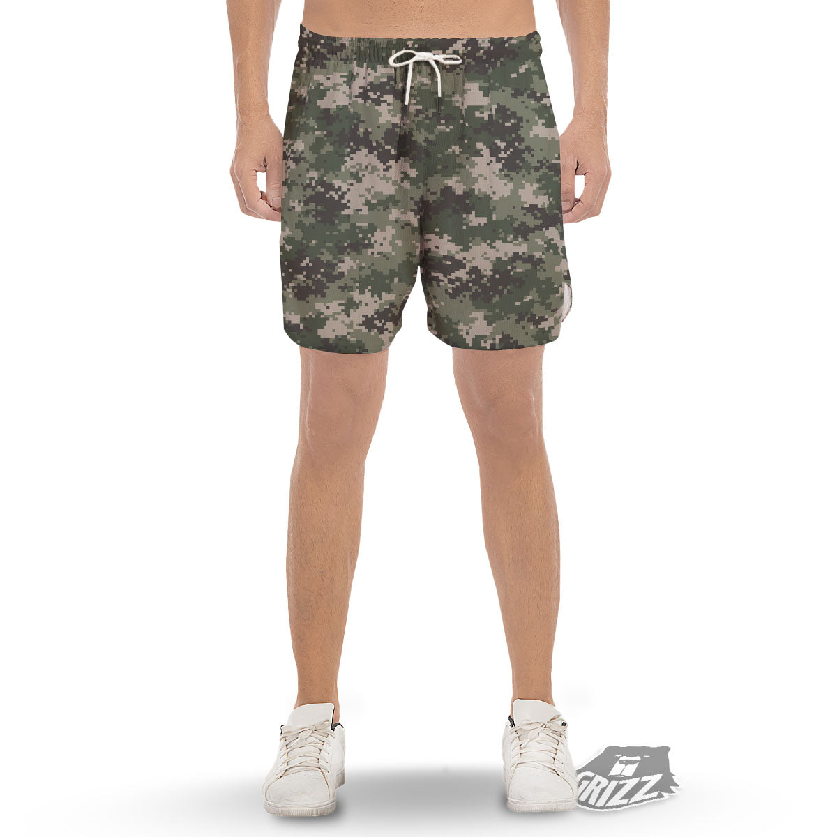 Digital Camo Military Print Pattern Men's Gym Shorts-grizzshop