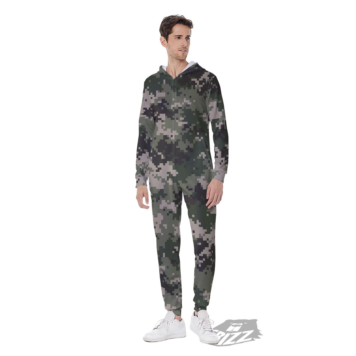 Digital Camo Military Print Pattern Men's Jumpsuit-grizzshop