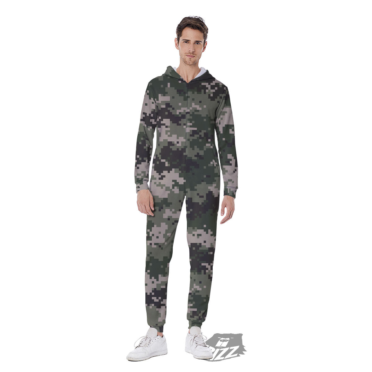 Digital Camo Military Print Pattern Men's Jumpsuit-grizzshop