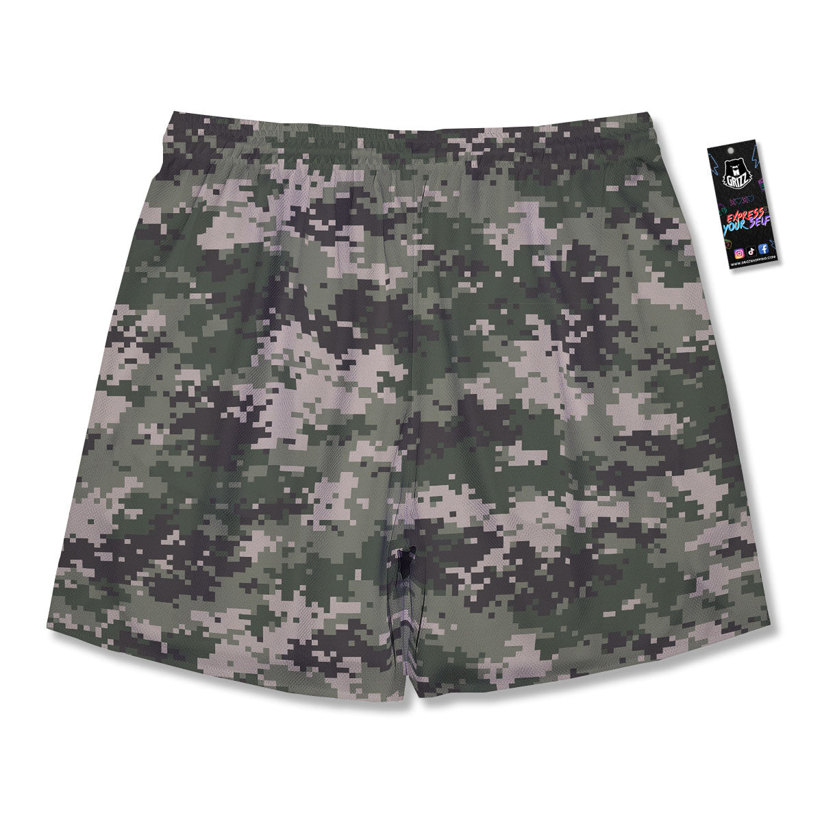 Digital Camo Military Print Pattern Men's Running Shorts-grizzshop