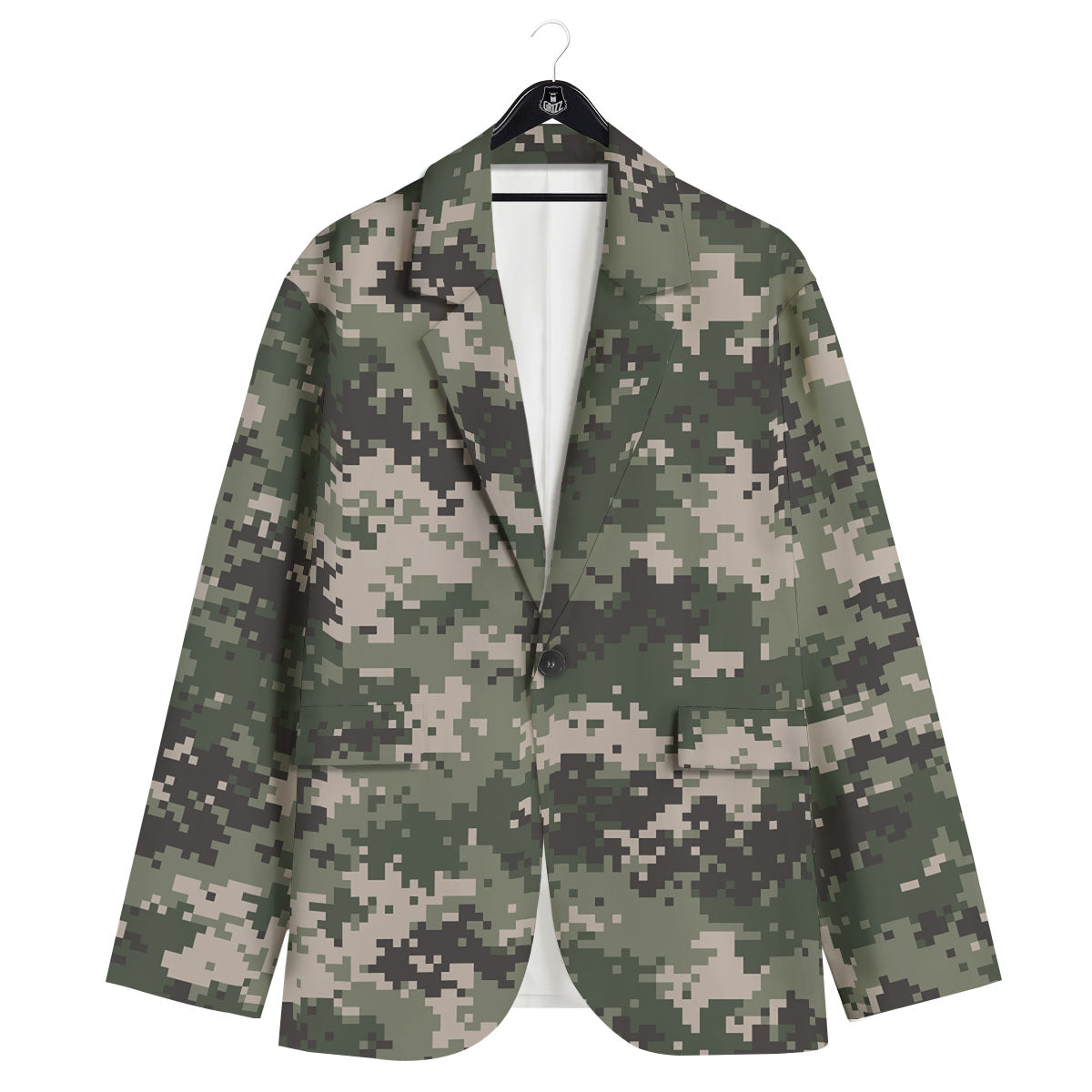 Digital Camo Military Print Pattern Men's Sport Coat-grizzshop