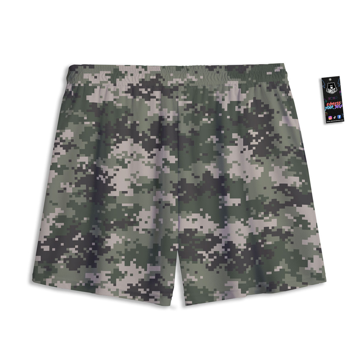 Digital Camo Military Print Pattern Mesh Shorts