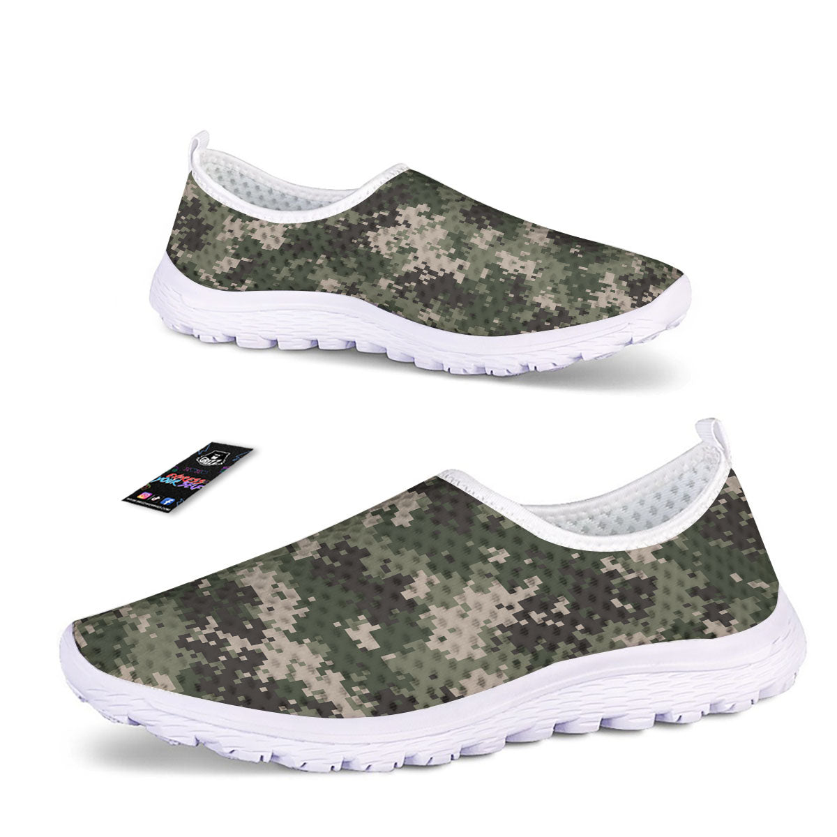 Digital Camo Military Print Pattern Nurse Shoes-grizzshop